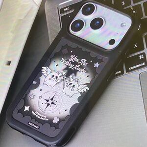 Black Phone Case with Graphic Design
